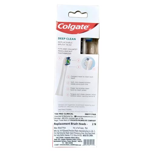 Colgate Pro-Clinical 150 Battery Powered automatic Toothbrush Refills for adults - 2 Pieces