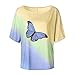 N\P Camisa Mujeres ops Tamaño más Suelto Un Hombro ie-dye Mariposa -Camisa