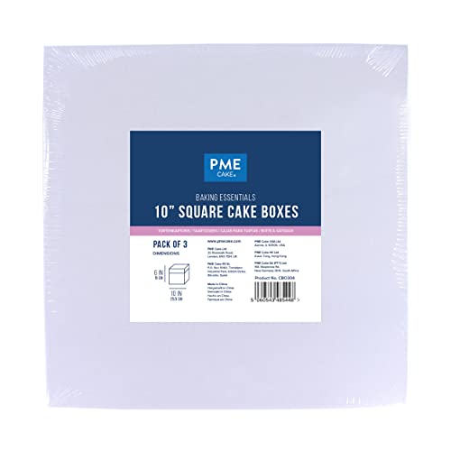 PME Baking Essentials - Square Cake Box 25 cm / 10-inch, Set of 3,White, 10 x 10 inches - Image 4