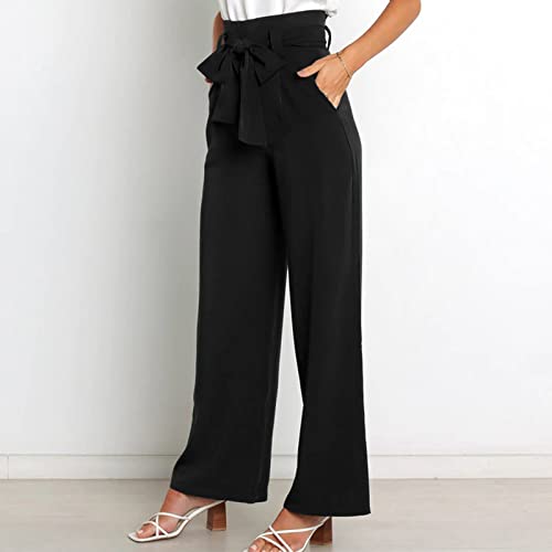 Women's Wide Leg Pants High Elastic Waisted in The Back Business Work Trousers Long Straight Suit Pants4