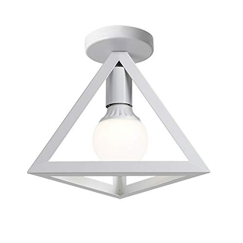 iDEGU Lampada da Soffitto Moderna a Forma di Gabbia Triangolo Geometrico Plafoniera Vintage E27 illuminazione per Camera da Letto, Soggiorno, Ristorante, 25cm, Bianco