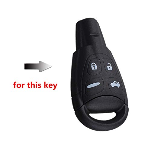 Happyit Silicone Car Key Cover Cases for SAAB 9-3 9-5 93 95 4 Buttons Car Remote Accessories (Black) - Image 2