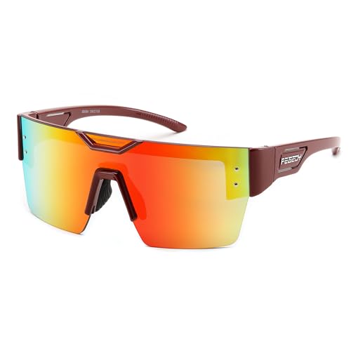 FEISEDY Sunglasses Men Women, Big Oversized Square Frame,UV400 Mirrored Sun Glasses, Cycling Driving Fishing Hiking B0064