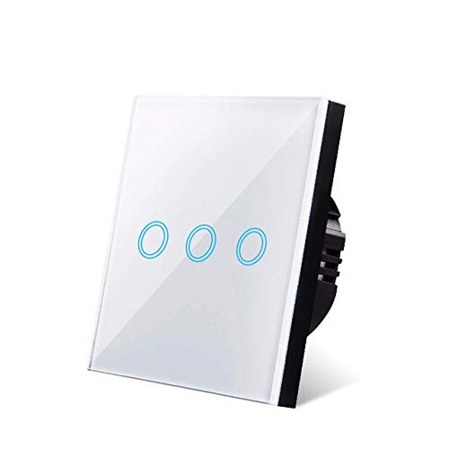Interruptor táctil con panel luminoso, Interruptor de Luz Táctil, Panel Vidrio Templado, 1 Vía, Multicolor