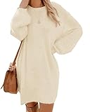 Wie Man Koppelt: Übergroßes Pulloverkleid, pelziger Herbstpullover, weich gestrickte lange Pullover, einfach mit Stiefeln zu kombinieren für einen schicken und charmanten Look