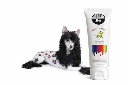Crazy Liberty Permanent Pet Hair Dye for Dogs and Horses (Black) – Professional Grooming Color Gel, for Creative Groomers, 4 Fl Oz