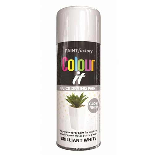 Eliz Paint Factory Brilliant White Gloss Spray Paint 400ml - Quick Drying High Performance Spray Paint Suitable for Interior and Exterior Applicaton Use on Metal Plastic and Wood.