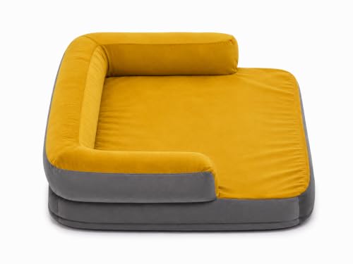 Image of Cutepups Memory Foam Square Orthopedic Dog Bed Comfortable Dog Mattress For Sleeping, Washable Pet Bed For Dogs (4Xl Size Yellow & Grey)