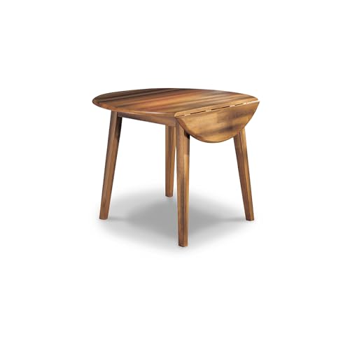 Signature Design by Ashley Berringer Dining Room Round Drop Leaf Table, Rustic Brown