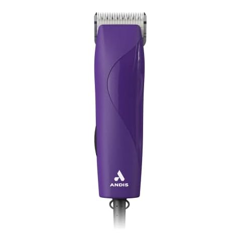 Andis 24820 EasyClip Professional-Animal 7-Piece Detachable Ceramic Blade Clipper Kit, Frustration Free Packaging, Corded Electric, Purple Cover