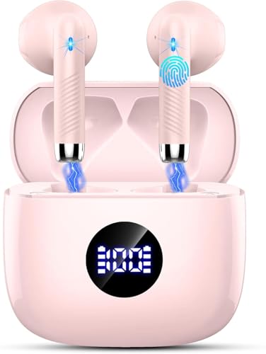 Bluetooth Kopfhörer Tiefer Bass in ear kopfhörer 4 ENC Noise Cancelling Mic Earbuds 50Std 3D HiFi Kopfhörer Kabellos Bluetooth 5.4 2.8g IP7 Schnellladen kabellose kopfhörer LED Ohrhörer Sport Gym
