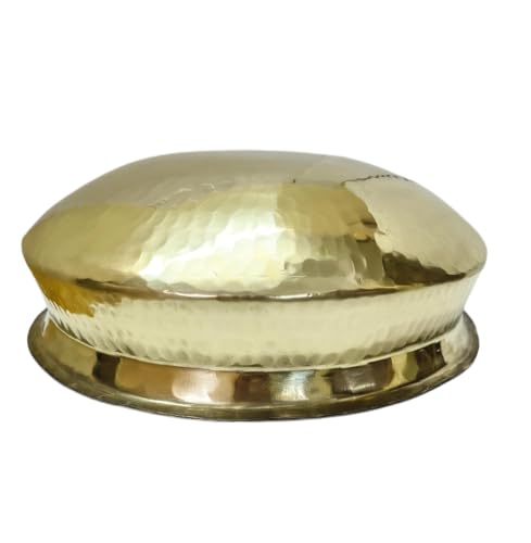 Image of biryani handi,Brass Lagan 5L, Tin Coated 100% Pure Brass Degchi for Cooking Biryani Handi peetal Utensils for Kitchen Cookware for Hyderabadi Dum Biryani, Ideal for Rice, Veg, and Non-Veg Dishes