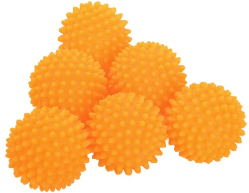 S&T INC. Reusable Plastic Dryer Balls, Fabric Softener for Laundry, Orange, 2.5 in, 6 Pack