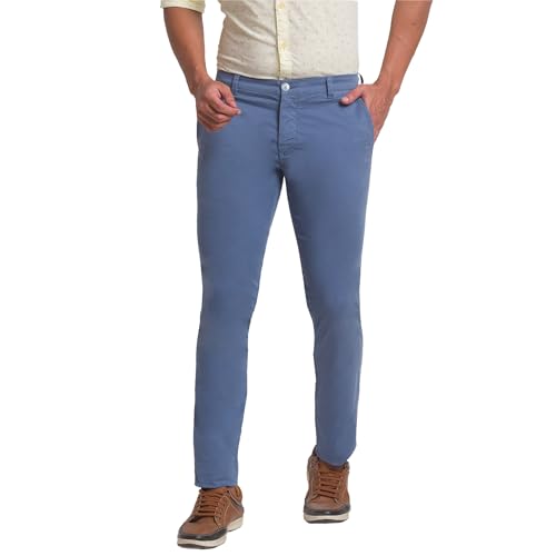 Image of Parx Men's Regular Fit Cotton Casual Pant (XMTS03349B6 Blue)