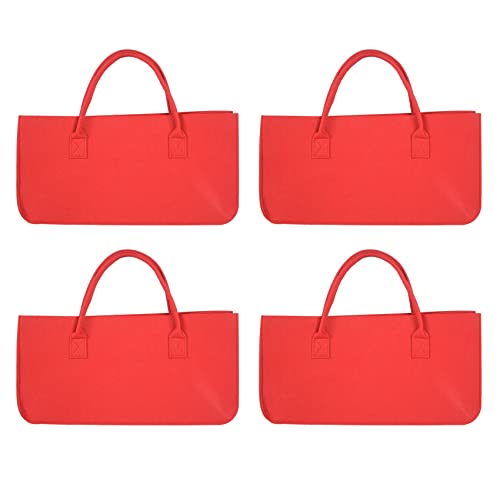 Sac de rangement en feutre rouge : lot de 4 cabas de courses grande capacite pour le marche