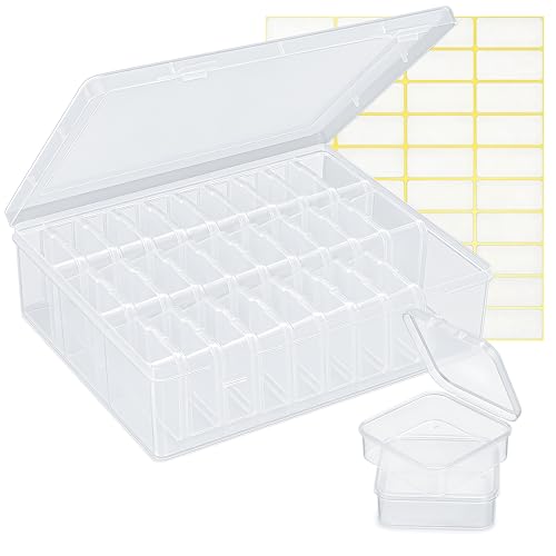 Image of Exptolii Small Bead Organizer Box, 30Pcs Clear Plastic Case Mini Dimond Bead Storage Containers with Hinged Lids and Rectangle for Bracelet Making DIY Jewelry Craft Nail Small Parts