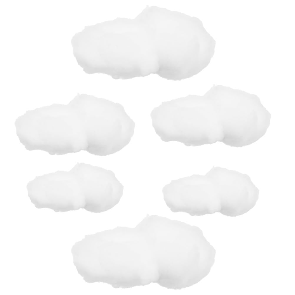 HOMSFOU Decoraciones de nubes artificiales para techo, 6 piezas, decoración suspendida de algodón simulado, para habitación infantil, guardería y fiesta tamaño 5,91 pulgadas