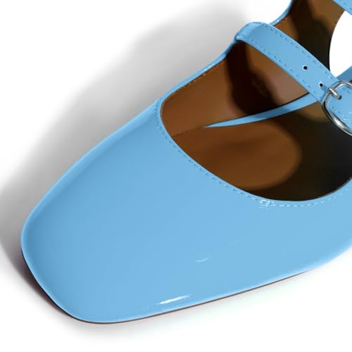 Image of anteikira Women's Round Toe Slingback Flats Closed Toe Double Strap Mary Jane Flats for Women 1 Inch Heel Dress Shoes Low Heel Causal Work Office Pumps for Women Size 5.5-12US