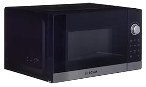 Bosch FFL023MS2 Serie 2 freistehende Mikrowelle, 26 x 44 cm, 800 W, Drehteller 27 cm, Türanschlag Links, AutoPilot 7 mit 7 Automatikprogramme, Reinigungsunterstützung, LED-Touchdisplay, Edelstahl