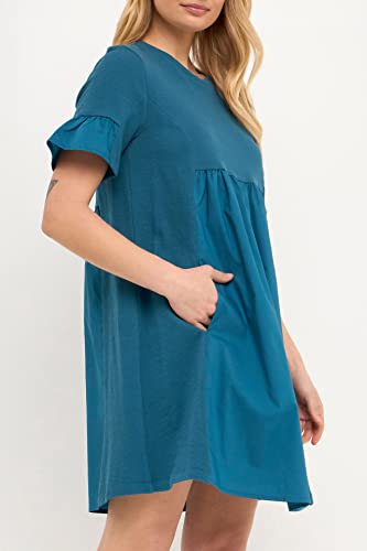 English Factory Women's Solid Mix Media Mini Dress Teal #TOP1