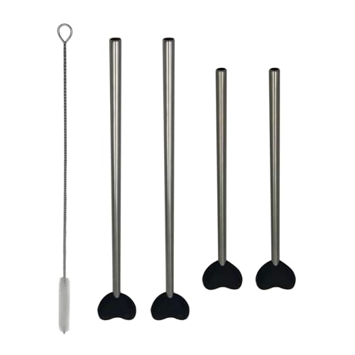 Pajita de metal con forma de corazón lavable para zumos y cócteles 6