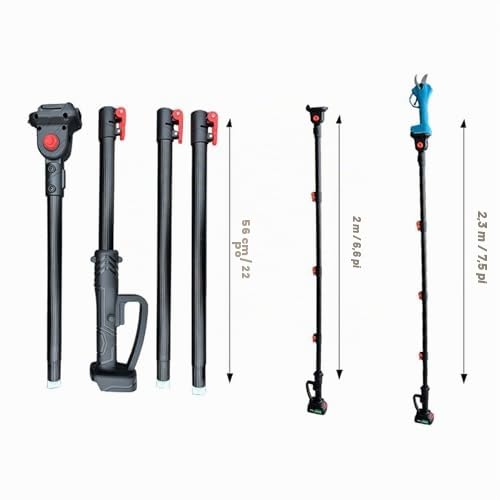 Fixation de Perche d'extension de 6,6 Pieds pour Batteries BL1820 BL1830 BL1840 BL1850 BL1860, Perche d'extension de Scie d'élagage, Perche Télescopique pour Sécateurs