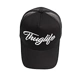 WITHMOONS Thuglife Print Mesh Trucker Snapback Hat Hiphop Baseball Cap ALM1504 (Black)