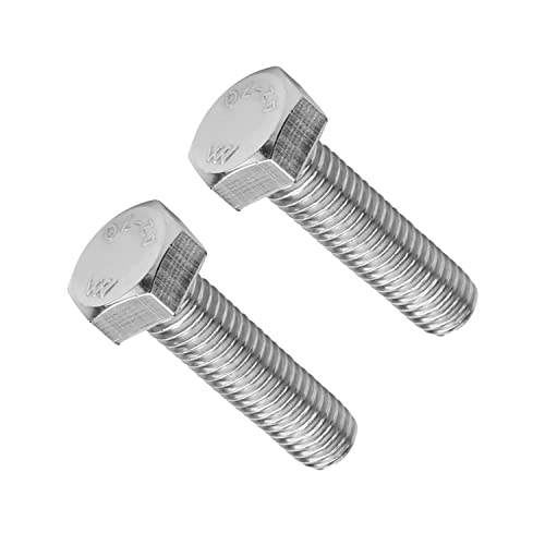 Image of Bettomshin 2Pcs M8 x 30mm Hex Bolts, 304 Stainless Steel 1.25mm Thread Pitch Fully Threaded Metric Hex Head Screw Bolts, Hexagon Screw Bolt, Hex Tap Bolts, Silver (Overall Size 34.8x13x13mm)