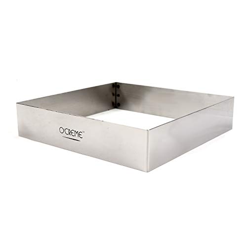O'CREME Cake Ring Sturdy Stainless Steel Square Pastry Ring 8 Inch x 8 Inch x 1-3/4 Inch High