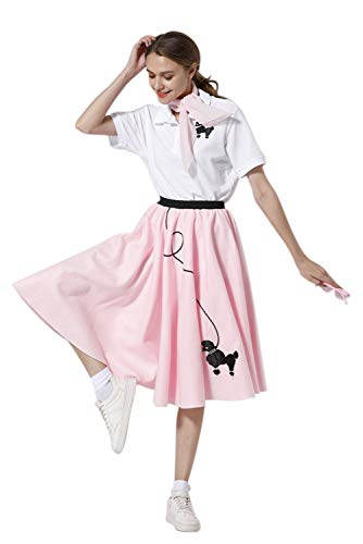 Disfraz Niñas Set 4 Piezas Falda Poodle Años 50 Rosa S miniatura 4