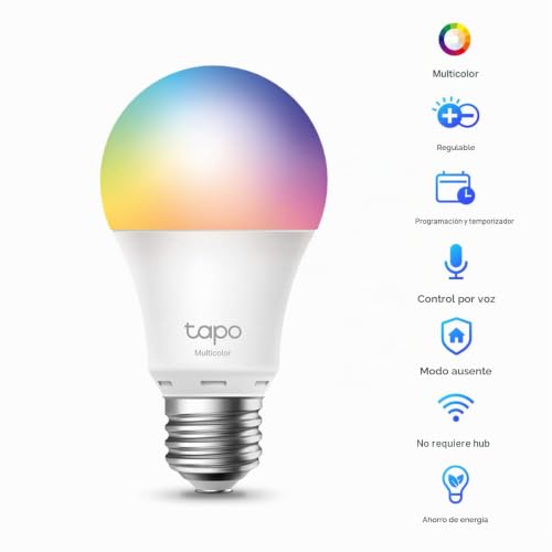Miniatura 3 de TP-Link Tapo L530E 2-Pack - Bombilla LED inteligente Wi-Fi, multicolor, regulable, E27, 8.7 W 806 lm, compatible con Alexa y Google Home & 【Nuevo】 Tapo P110 - Mini Enchufe Inteligente Wi-Fi