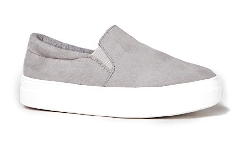 J. Adams LUNALTGREYSUE-7.5 Luna Slip On Shoes For Women - Light Grey Faux Suede Walking Shoe cover