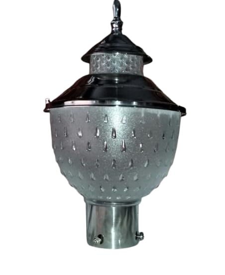 Outdoor Post Top Lantern, Silver, Metal, Decorative Embossed Design, Gate Pillar Light-image-16