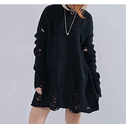 Striped Sweater Oversized Ripped Gothic Punk Pullover Y2k Aesthetic Knitted Jumpers Alt Emo Clothes3