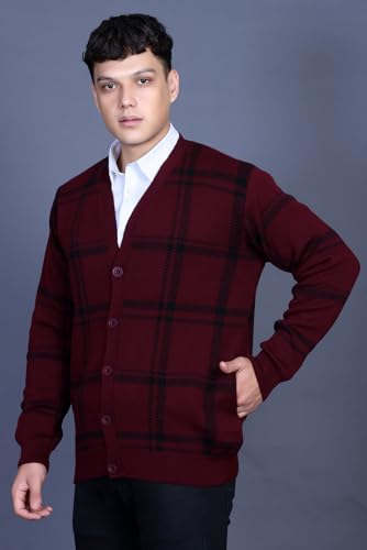 Image of GODFREY V Neck Cardigans for Men - Full Sleeve Woolen Sweater for Man Winter Wear