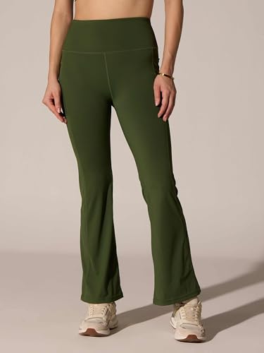 Image of CAVA Women's All Day Flex Flare Pants | High-Waist Flared Yoga Pants with Wide Waistband, 3 Pockets & Anti-Camel Toe | Stretchy, Flattering Activewear for Work & Everyday Wear