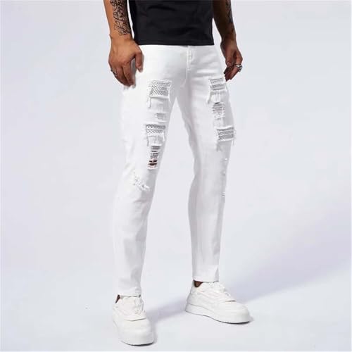 Hndudnff Men's Casual Hip-Hop High Skinny Ripped Jeans Slim Fit Stretch Cotton Denim Pants4