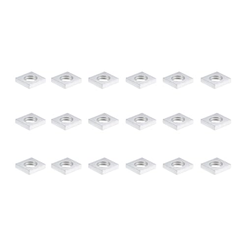 METALLIXITY Vierkantmuttern (M5x8x2mm) 100 Stück, Muttern aus Kohlenstoffstahl - für Möbelbau, mechanische Ausrüstung, Befestigungselemente, Silberfarben