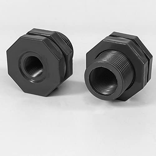 2 Pieces 1/2 Inch Pvc Bulkhead Fitting Water Tank Connector Adapter Fitting With Plugs For Water Tanks Rain Barrels Aquariums (1/2"-2Pcs) #TOP5
