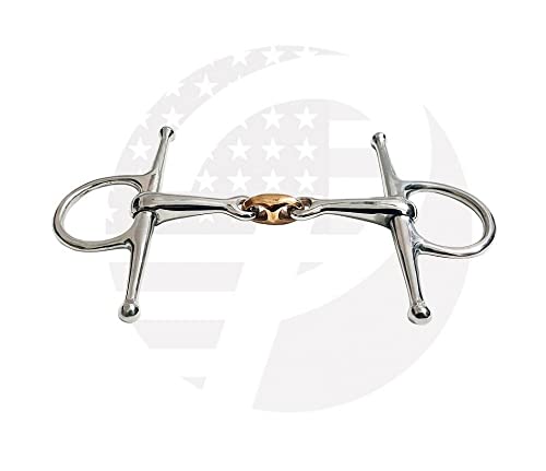 RIDING GEARS Full Cheek Bit Horse Bit Double Jointed Bit with Copper Link Stainless Steel (5.50 INCH)
