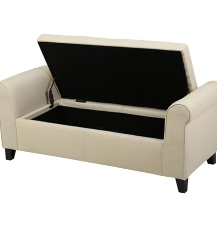 Image of Sofa Couch Poufffe Storage 50 inch Inches Ottoman Tufted roll arm Support Storage Bench Multipurpose Seater for Living Room Guest Room Office
