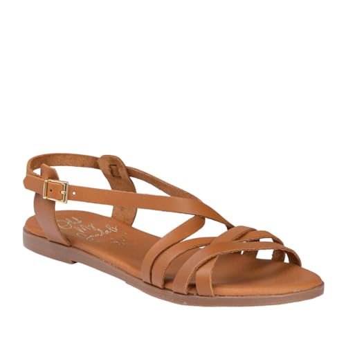 Oh! My Sandals 5806 Sandalia Piel con Tiras Plana Mujer Cuero 37