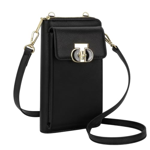 Bolsa Carteira Porta Celular Feminina Alça Transversal Ajustável Removível Pequena Compacta Prática (Preta)