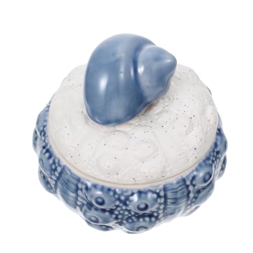 FUNOMOCYA Tarro de Cerámica sin Olor y Fácil de Limpiar para Almacenamiento con Tapa, Bote de Té Diseño Azul para Uso Hogar