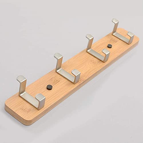QPZK Perchero de madera de bambú con ganchos dobles para colgar en la pared, organizador de sombreros, perchero de pared, perchero rústico de entrada con ganchos para colgar abrigos, bufandas, llaves