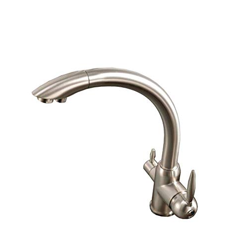 Rotation 360 robinet de cuisine nickel à deux poignées de terrasse