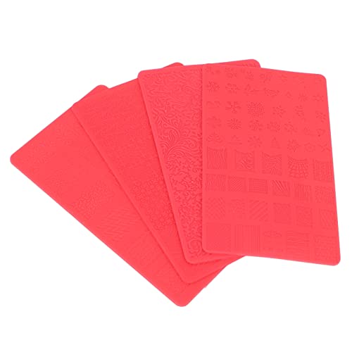 4pcs 3D Nail Art Template Soft Silicone Nail Art Carving Template Flexible Nail Art Tool for: