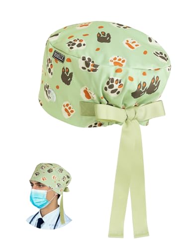 Gorro quirúrgico unisex con diseño de huella de perro miniatura 1