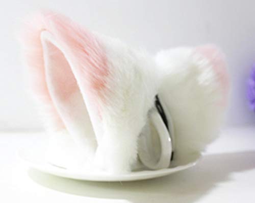 Cat Fox Ears Kitty Costume Halloween Cosplay Fancy Dress Pink with white Kits