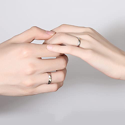 MIKAMU Star Moon Couple Rings 925 Sterling Silver Adjustable Open Rings Engagement Pair Rings Rings for Men Rings for Women Wedding Promise Engagement Anniversary Ring3